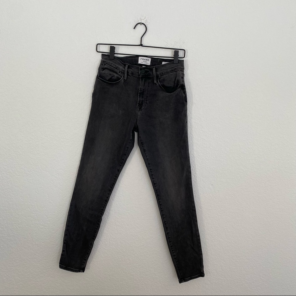 FRAME Women’s 28 Charcoal Black “Le High Skinny” Denim Jean
